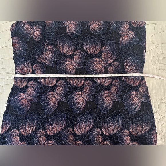 NWT Milly Kait Metallic Ombre Strapless Tulip Dress 8 Navy Blue Copper Lace - Picture 9 of 11